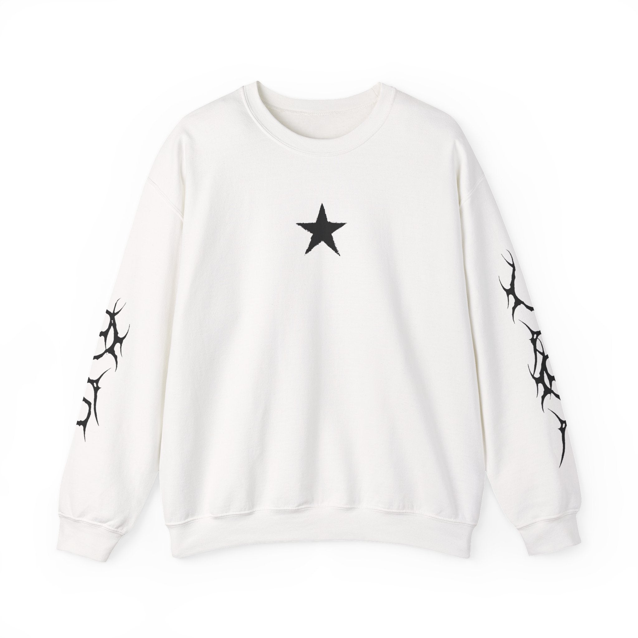 Crewneck Sweatshirt — 'Trust Your Crazy Idea' Star & Tribal Sleeve Graphic