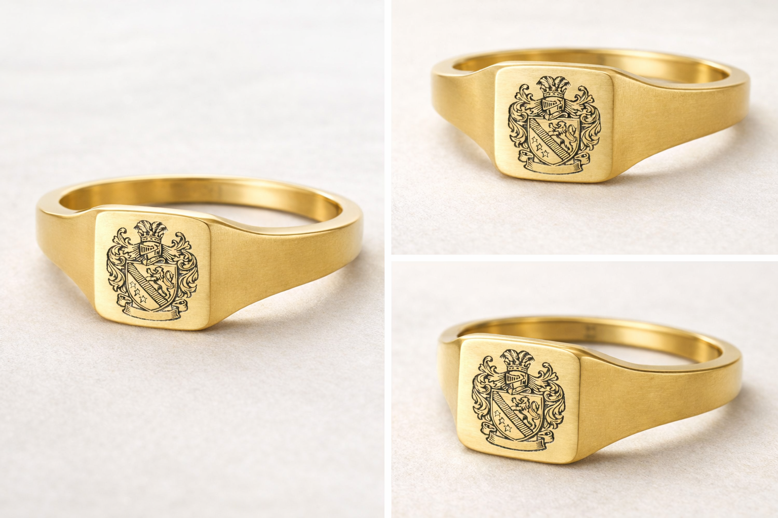 Personalized Square Signet Ring — Engraved Stainless Steel