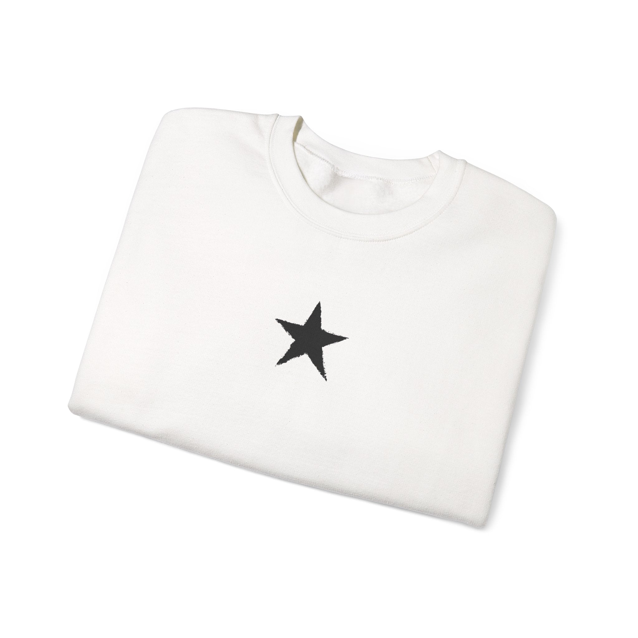 Crewneck Sweatshirt — 'Trust Your Crazy Idea' Star & Tribal Sleeve Graphic