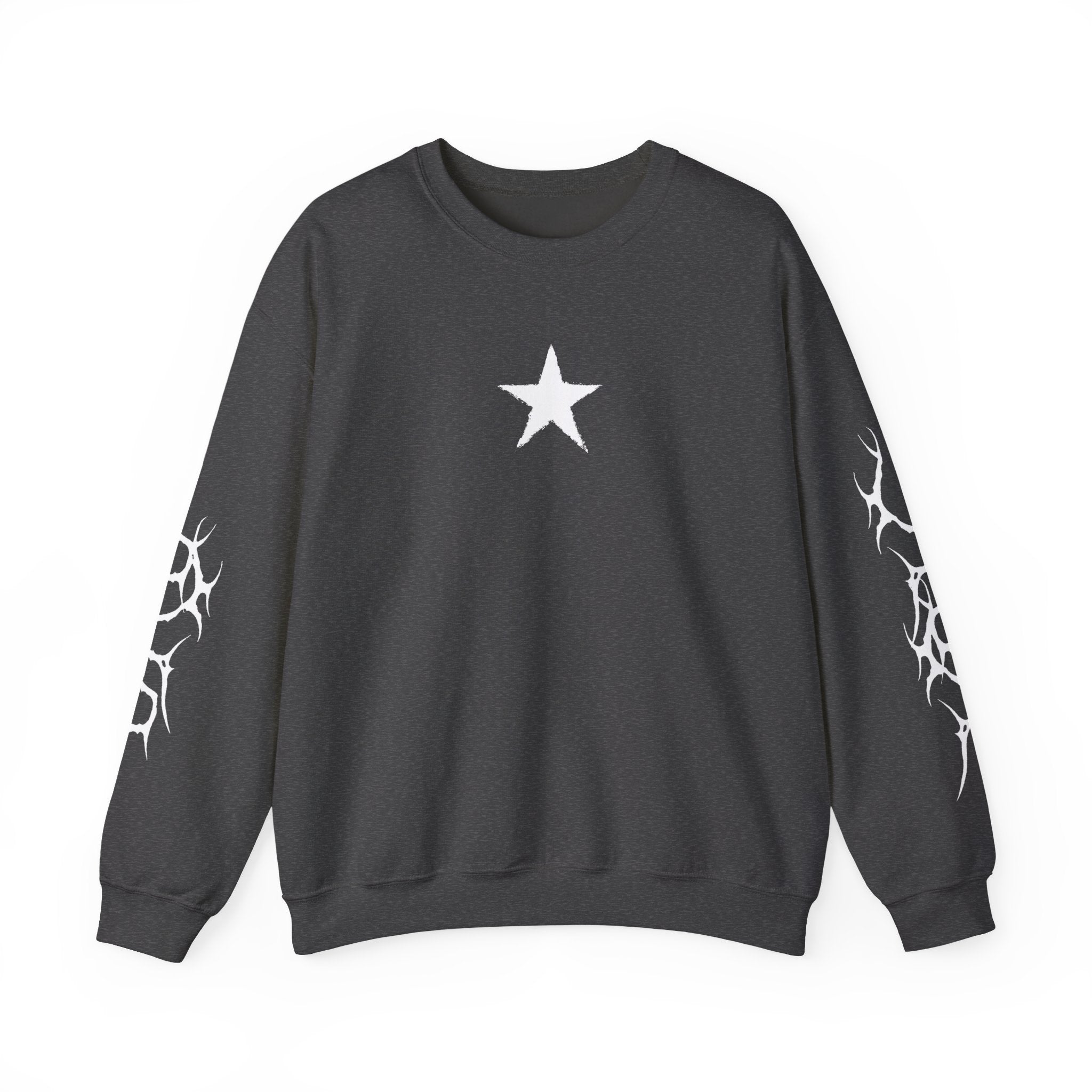 Crewneck Sweatshirt — 'Trust Your Crazy Idea' Star & Tribal Sleeve Graphic