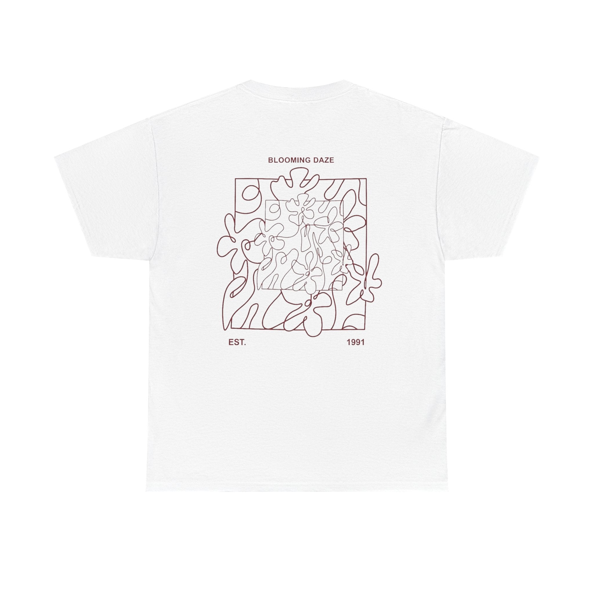 Blooming Daze Floral Tee — Minimal Line Art Flower T-Shirt